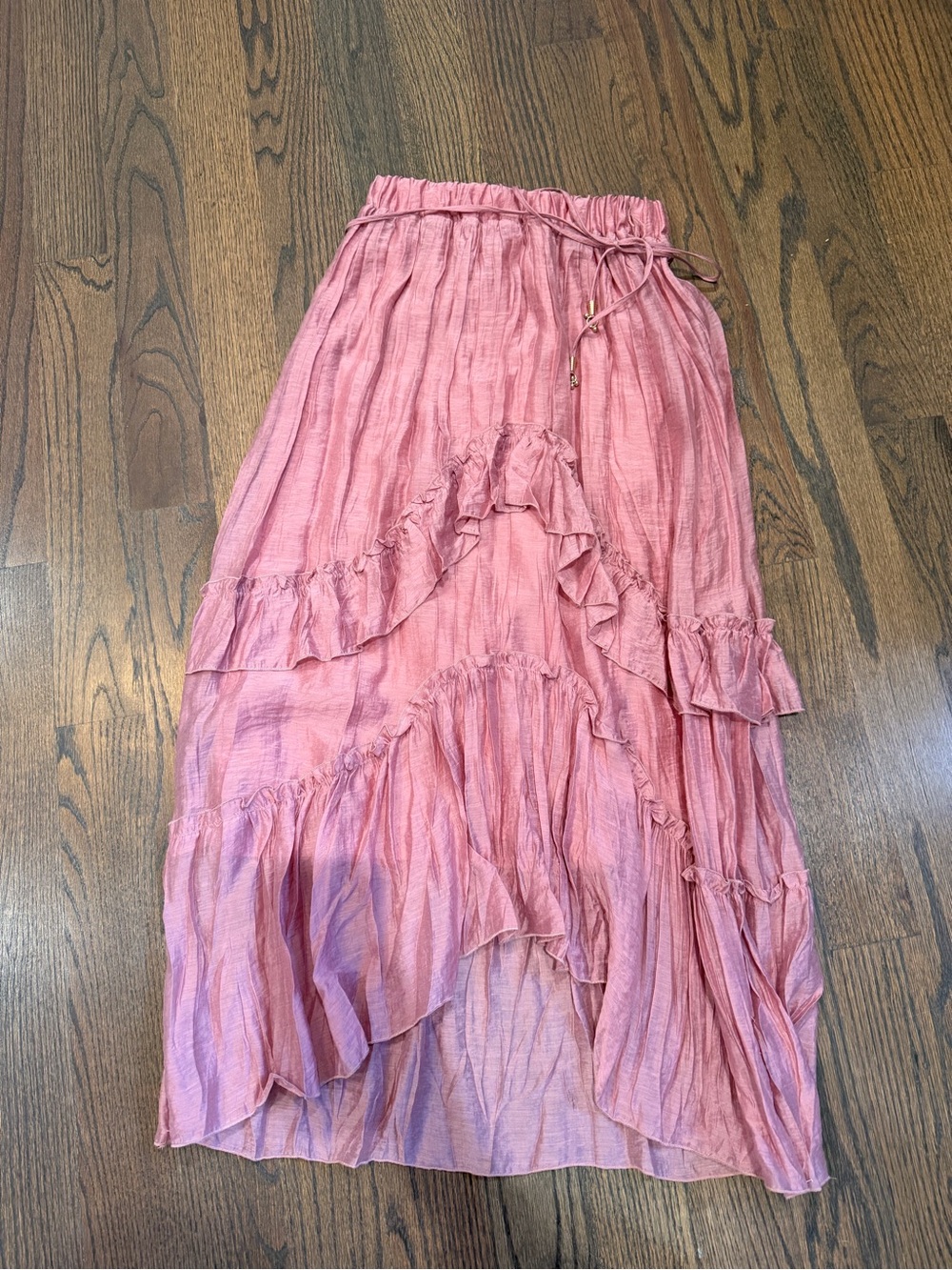 ZARA sz S Ruffle Tiered Pink Maxi Skirt/Worn Once